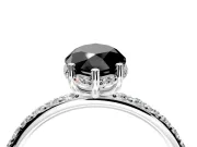 Hidden Halo Engagement Ring Setting for Fancy Black Marquise Center with Pave Band and Prong Head in Platinum