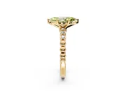 Solitaire Engagement Ring Setting for Fancy Yellow Marquise Center with Bezel-Dot Beaded Band and Prong Head in Yellow Gold