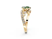 Solitaire Engagement Ring Setting for Fancy Green Pear-Shaped Center with Pave Bypass Twist Band and Prong Head in Yellow Gold