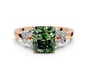Solitaire Engagement Ring Setting for Fancy Green Radiant Cut Center with Marquise Flower Shoulders and Prong Head in Rose Gold