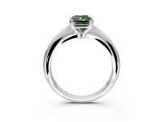 Solitaire Engagement Ring Setting for Fancy Green Radiant Cut Center with Reverse Tapered Band and Prong Head in Sterling Silver
