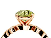 Solitaire Engagement Ring Setting for Fancy Yellow Round Cut Center with Milgrain Bezel Accents and Prong Head in Rose Gold