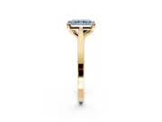 Solitaire Engagement Ring Setting for Fancy Blue Radiant Cut Center with Tapered Shoulders and Prong Head in Yellow Gold