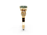 Leaf Engagement Ring Setting for Fancy Green Radiant Cut Center with Milgrain Accent Band and Prong Head in Yellow Gold