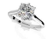 Solitaire Engagement Ring Setting for Cushion Cut Center with Cathedral Band and Prong Head in Platinum