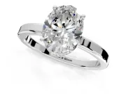 Hidden Halo Engagement Ring Setting for Oval Center with Wide Flat Plain Band and Prong Head in Platinum