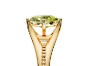 Solitaire Engagement Ring Setting for Fancy Yellow Oval Center with Milgrain Cathedral Band and Prong Head in Yellow Gold
