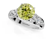 Solitaire Engagement Ring Setting for Fancy Yellow Round Cut Center with Graduated Shared Prongs and Prong Head in White Gold