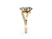 Solitaire Engagement Ring Setting for Fancy Blue Marquise Center with Pave Bypass Swirl Band and Prong Head in Yellow Gold