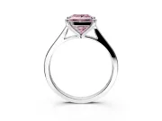 Solitaire Engagement Ring Setting for Fancy Pink Princess Cut Center with Tapered Shoulders and Prong Head in Platinum