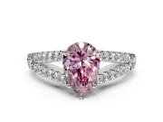 Solitaire Engagement Ring Setting for Fancy Pink Pear-Shaped Center with Pave Split Shank and Prong Head in Sterling Silver