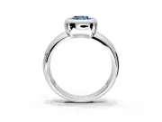 Solitaire Engagement Ring Setting for Fancy Blue Cushion Cut Center with Wide Band and Bezel Head in Platinum