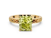 Solitaire Engagement Ring Setting for Fancy Yellow Radiant Cut Center with Scrollwork Band and Prong Head in Yellow Gold