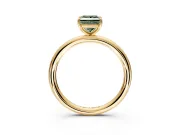 Low-Set Solitaire Engagement Ring Setting for Fancy Green Princess Cut Center with Thin Plain Band and Prong Head in Yellow Gold