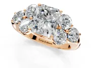 Cluster Engagement Ring Setting for Radiant Cut Center with Round Cut Accent Frame and Prong Head in Rose Gold