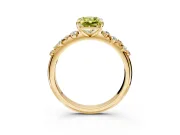 Cluster Engagement Ring Setting for Fancy Yellow Radiant Cut Center with Round Cut Accent Band and Prong Head in Yellow Gold