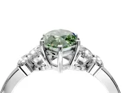 Solitaire Engagement Ring Setting for Fancy Green Marquise Center with Marquise Flower Shoulders and Prong Head in Platinum