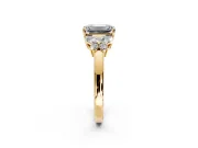 Solitaire Engagement Ring Setting for Emerald Cut Center with Marquise Flower Shoulders and Prong Head in Yellow Gold