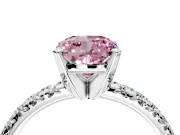 Solitaire Engagement Ring Setting for Fancy Pink Cushion Cut Center with Large Accents and Prong Head in White Gold