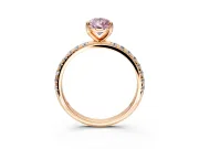 Solitaire Engagement Ring Setting for Fancy Pink Pear-Shaped Center with Micro Pave Band and Prong Head in Rose Gold
