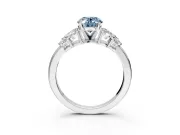Leaf Cluster Engagement Ring Setting for Fancy Blue Oval Center with Marquise Accents and Prong Head in White Gold