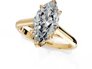 Solitaire Engagement Ring Setting for Marquise Center with Cathedral Band and Prong Head in Yellow Gold
