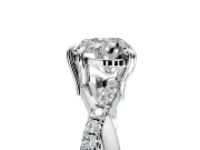 Solitaire Engagement Ring Setting for Heart-Shaped Center with Half-Pave Crossover Band and Prong Head in White Gold