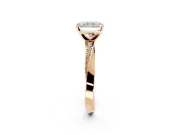 Side Accent Engagement Ring Setting for Radiant Cut Center with Accent Shoulders and Prong Head in Rose Gold