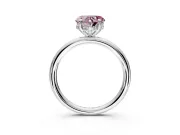 Hidden Halo Engagement Ring Setting for Fancy Pink Heart-Shaped Center with Thin Rounded Band and Prong Head in Platinum