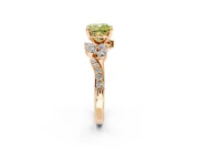 Solitaire Engagement Ring Setting for Fancy Yellow Cushion Cut Center with Marquise Accent Twist Band and Prong Head in Rose Gold