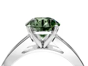 Solitaire Engagement Ring Setting for Fancy Green Round Cut Center with Princess Cut Channel Band and Prong Head in Platinum