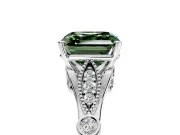 Solitaire Engagement Ring Setting for Fancy Green Asscher Cut Center with Marquise and Bezel Accents and Prong Head in Platinum