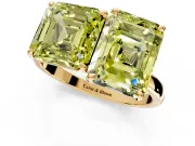 Fancy Yellow Asscher Cut and Emerald Cut Lab-Grown Diamond Toi et Moi Engagement Ring with Prong-Set Stones in Yellow Gold