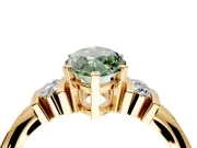 Solitaire Engagement Ring Setting for Fancy Green Marquise Center with Grooved Bar Accent Band and Prong Head in Yellow Gold