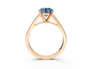 Solitaire Engagement Ring Setting for Fancy Blue Round Cut Center with Tapered Split Shoulders and Prong Head in Rose Gold