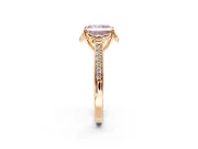 Floral Engagement Ring Setting for Fancy Pink Radiant Cut Center with Four Accent Clusters and Prong Head in Rose Gold