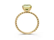 Solitaire Engagement Ring Setting for Fancy Yellow Asscher Cut Center with Plain Twisted Rope Band and Prong Head in Yellow Gold