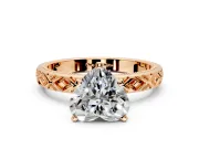 Solitaire Engagement Ring Setting for Heart-Shaped Center with Milgrain X Pattern Band and Prong Head in Rose Gold