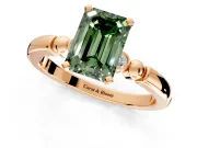 Solitaire Engagement Ring Setting for Fancy Green Emerald Cut Center with Beaded Shoulders and Prong Head in Rose Gold