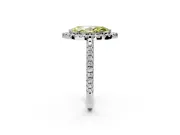 Pave Halo Engagement Ring Setting for Fancy Yellow Marquise Center with Single Row Pave Band and Prong Head in Sterling Silver