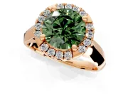 Halo Engagement Ring Setting for Fancy Green Round Cut Center with Square Band and Prong Head in Rose Gold
