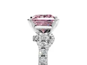 Solitaire Engagement Ring Setting for Fancy Pink Princess Cut Center with Crossover Accents and Prong Head in White Gold