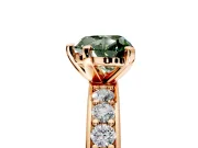 Solitaire Engagement Ring Setting for Fancy Green Heart-Shaped Center with Channel-Set Accents and Prong Head in Rose Gold