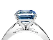 Solitaire Engagement Ring Setting for Fancy Blue Asscher Cut Center with Princess Cut Channel Band and Prong Head in Sterling Silver