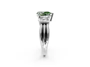 Solitaire Engagement Ring Setting for Fancy Green Pear-Shaped Center with Grooved Bar Accent Band and Prong Head in Platinum