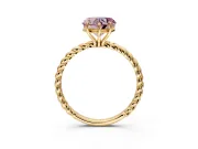 Solitaire Engagement Ring Setting for Fancy Pink Heart-Shaped Center with Plain Twisted Rope Band and Prong Head in Yellow Gold
