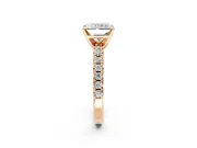 Solitaire Engagement Ring Setting for Radiant Cut Center with Large Accents and Prong Head in Rose Gold