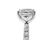Solitaire Engagement Ring Setting for Princess Cut Center with Micro Pave Band and Prong Head in Platinum