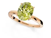 Solitaire Engagement Ring Setting for Fancy Yellow Oval Center with Thin Rounded Plain Band and Prong Head in Rose Gold