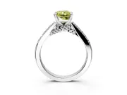 Solitaire Engagement Ring Setting for Fancy Yellow Radiant Cut Center with Crossover Accents and Prong Head in Platinum